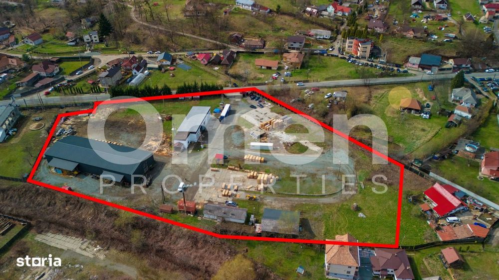 Teren industrial cu hale de prelucrare lemn/cherestea