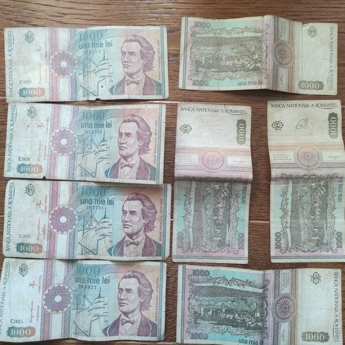 Bani vechi, Bancnote colectie, Bancnote vechi 500, 1000lei an 1991/92