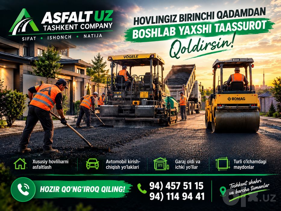 Асфальт Asfalt ishlari Kafolatli va Arzon narxda