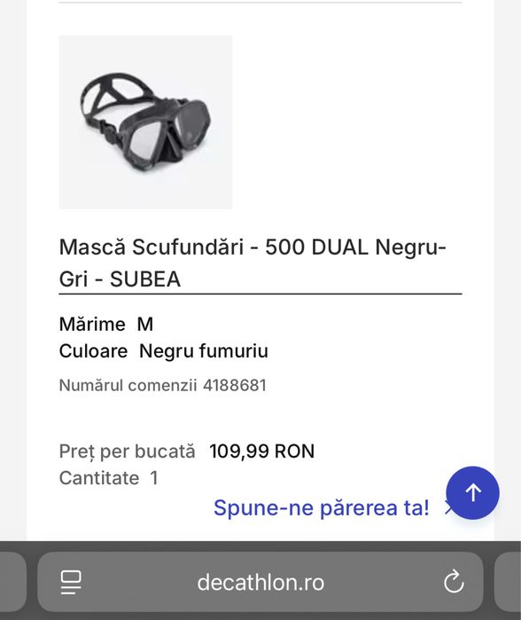 Mască Snorkeling/Scufundări Decathlon 500 DUAL Subea