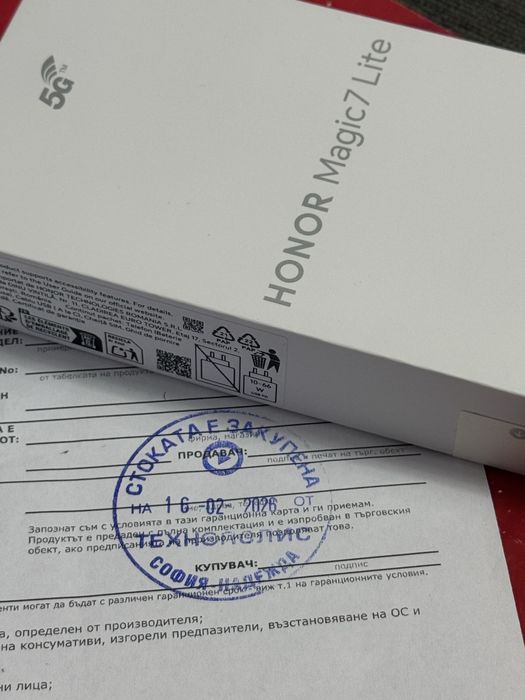 ЧИСТО НОВ 256GB Honor Magic 7 Lite Гаранция Technopolis 2028г.