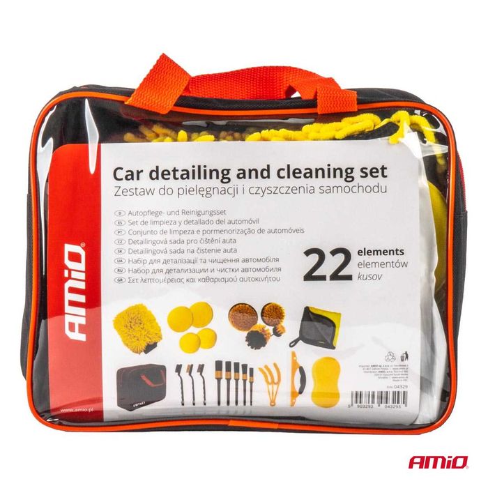 Комплект за авто детайлинг 22 части – почистване на кола AMIO ПОЛСКИ
