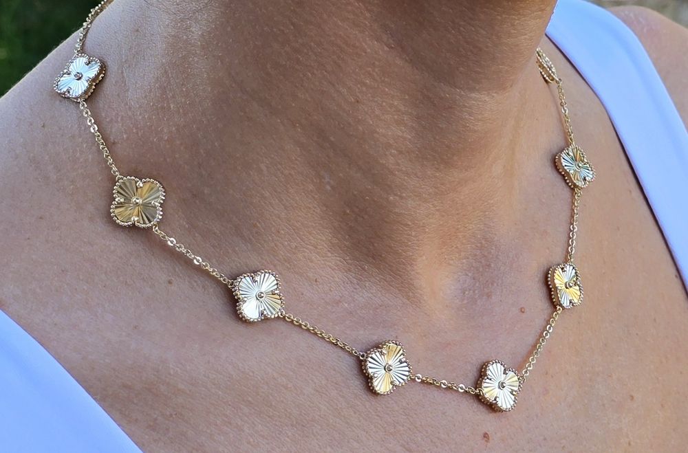 Set de aur galben 14k, colier, brățară, cercei