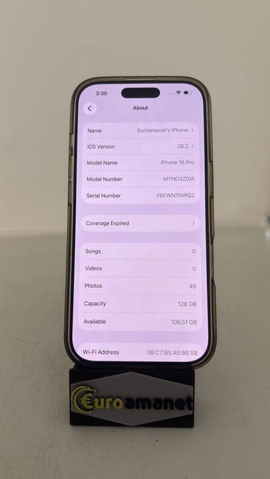 Telefon mobil Apple iPhone 16 Pro, 128GB, 5G -A-
