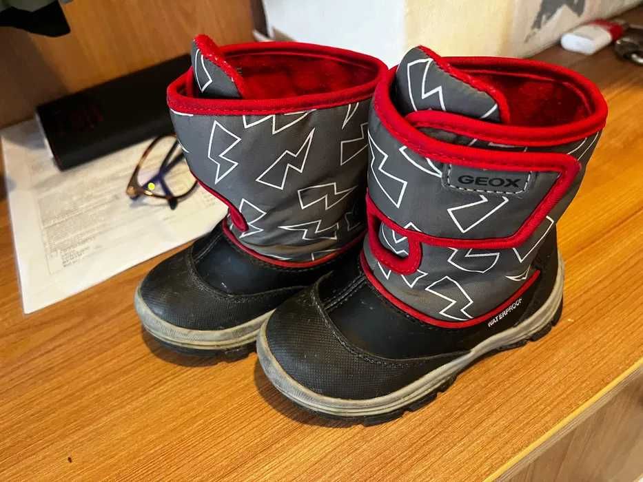 Geox, Ghete impermeabile cu inchidere velcro, Rosu, marimea 22
