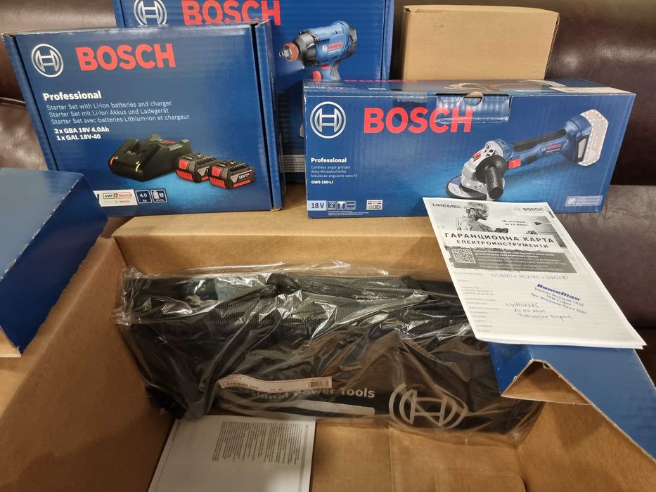 Bosch Professional комплект НОВ! Винтоверт + Гайковерт + Ъглошлайф