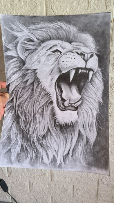 Лъв, Тигър, Леопард, цветя - графика