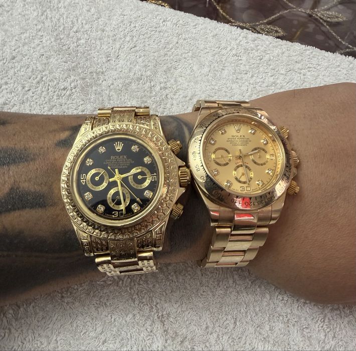 De Vanzare Ceasuri de Aur 14K Daytona Negru cu Diamante Galben Full Gold 114/115 Grame