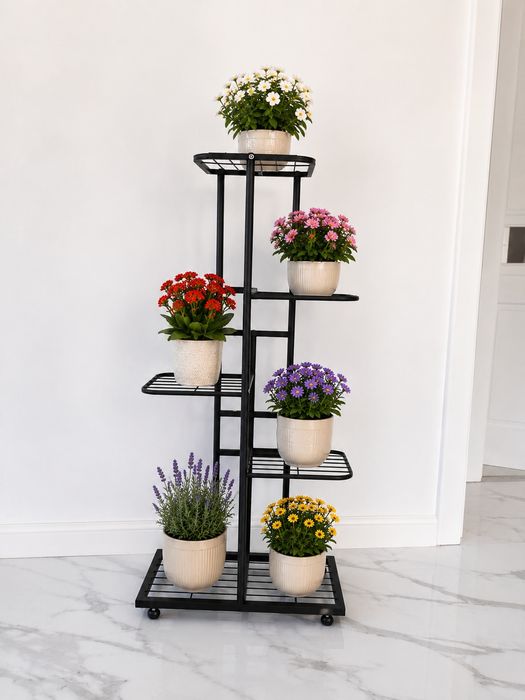 Suport metalic negru pentru flori 44x23x96 cm