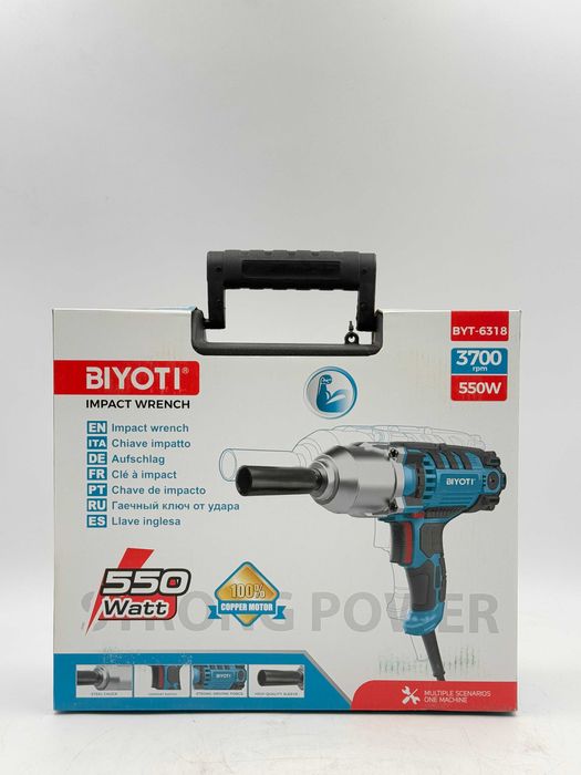 Ударный гайковерт Biyoti BYT-6318, 550Вт, 3700 об/мин, 520 Нм