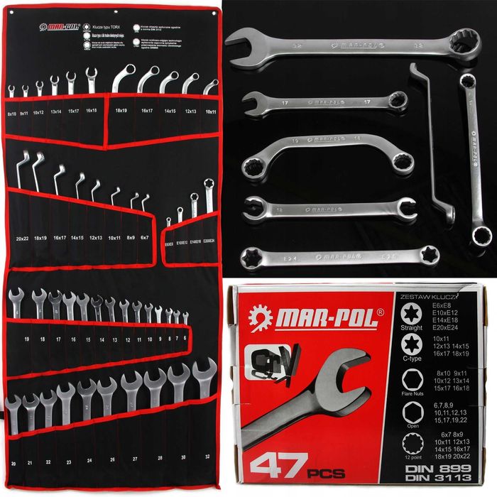 Комбинирани ключове 47 Части Професионален Комплект ключове MAR-POL