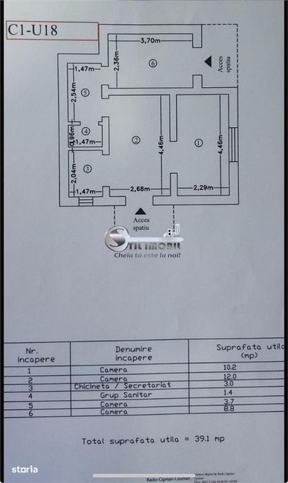 Spatiu comercial, Tatarasi-Nord, 39mp, 2 intrari
