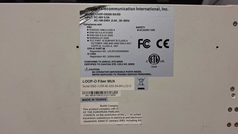 Multiplexor fibra optica Loop Telecom FIBOMUX / Loop-O9300 rackmount