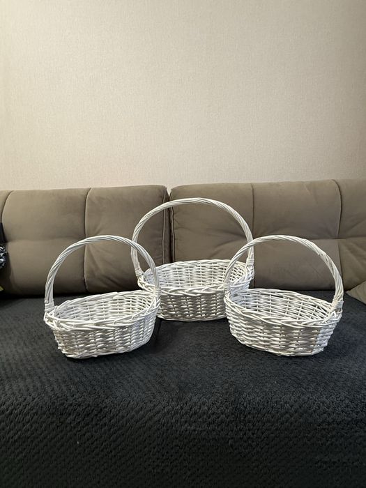 Плетёные белые корзины 3шт