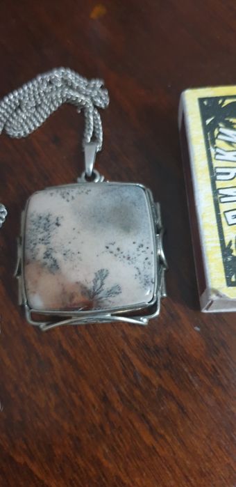 Подвес кулон моховый агат мельхиор