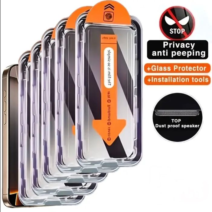 Folie sticla privacy- Iphone 15pro Max- cu dispozitiv de aplicare