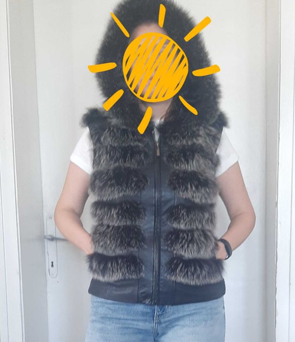 Модерен клек естествен косъм и естествена кожа с качулка