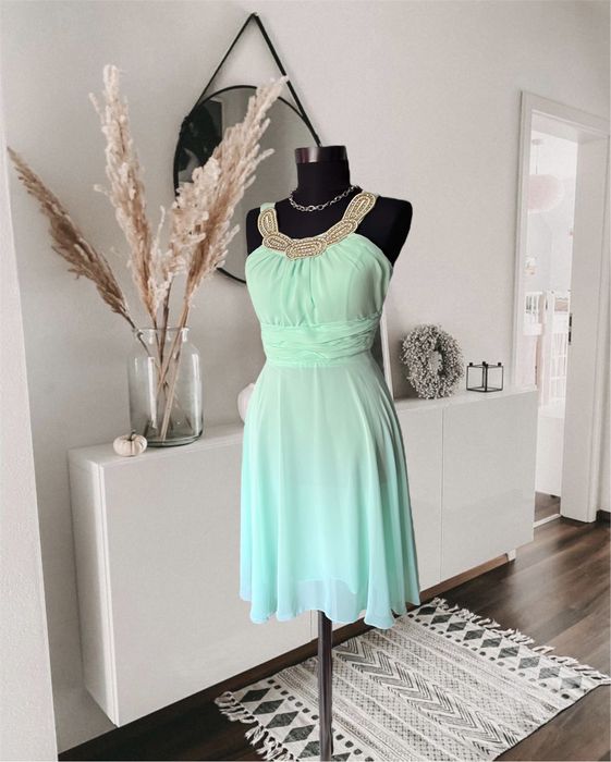 Rochie voal Fervente turquoise eleganta de ocazie