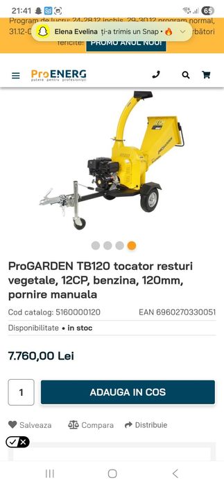 Vând tocatoare lemn Progarden tb120
