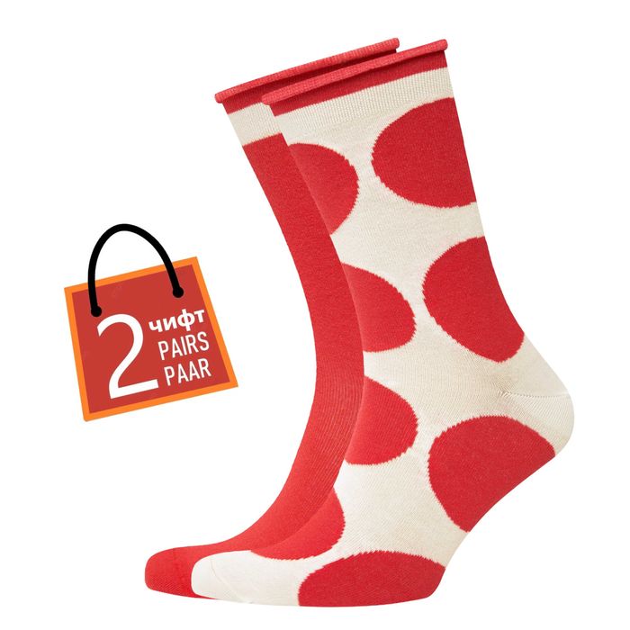 Памучни  дамски чорапи 2 чифта, на точки, безшевни, удобни