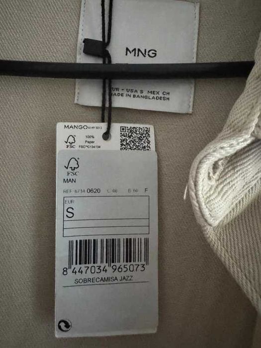 Cămașă/overshirt S bej Mango, 100% bumbac, nouă, nepurtată cu etichetă