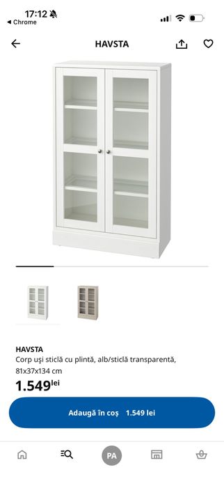 Dulap vitrina lemn masin IKEA