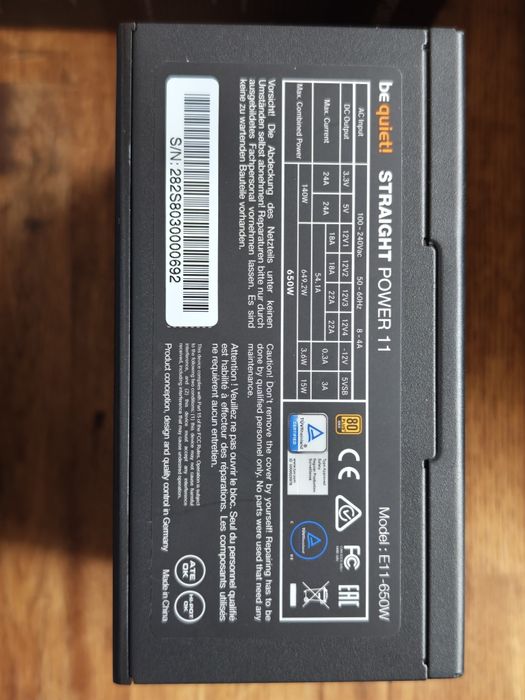 Захранване be quiet! Straight Power 11 650W – 80 PLUS Gold, Модулно, У