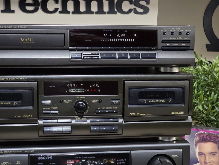 Linie audio TECHNICS,  reveiver SA-EX320, dublu deck  RS-TR373, cd player SL-PG360A, retro hifi sistem