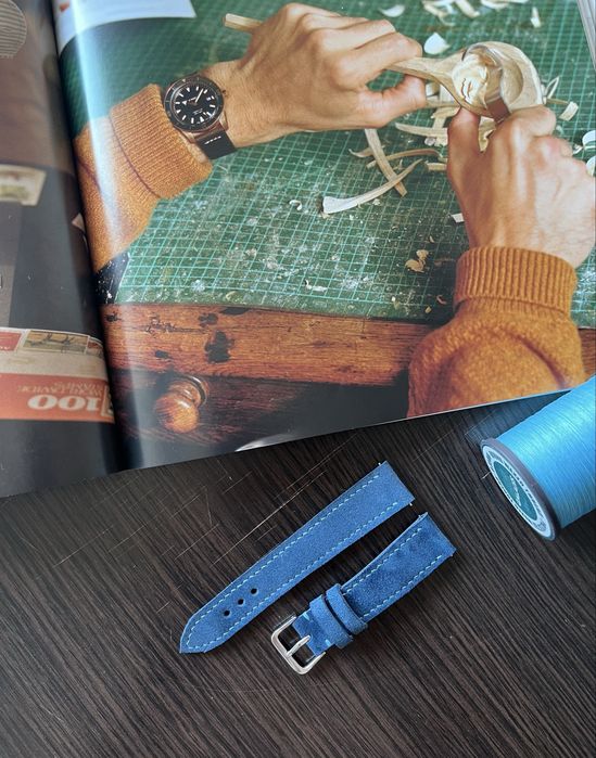 Curea pentru ceas lucrata manual din piele italiana suede