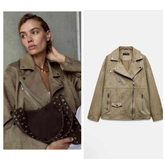 Zara новая куртка женская зара коричневая замшевая косуха бежевая