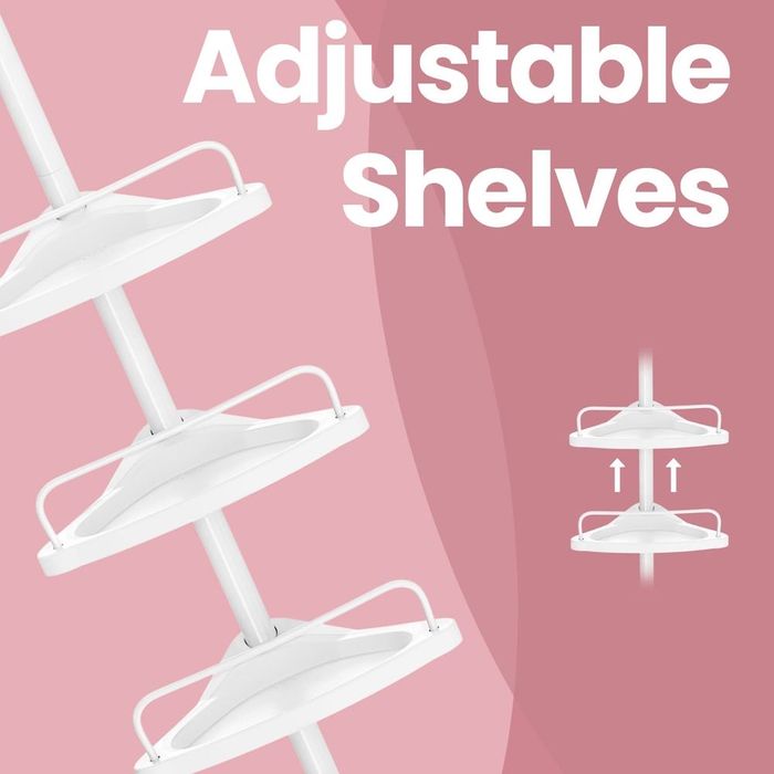 Ъглова етажерка за баня SONGMICS, органайзер за баня 85-305см