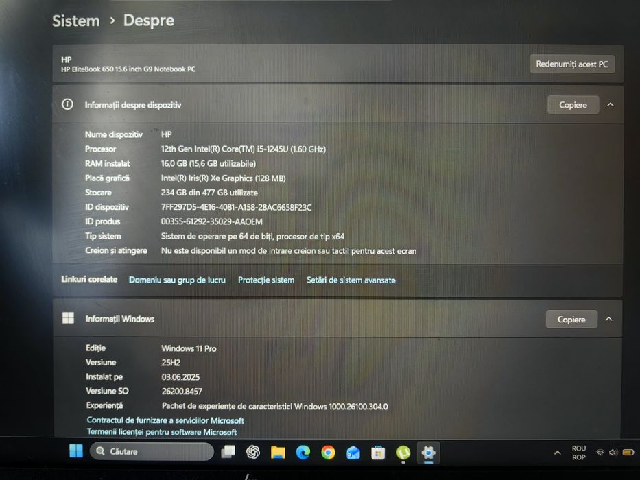 Laptop HP elite book 650G9