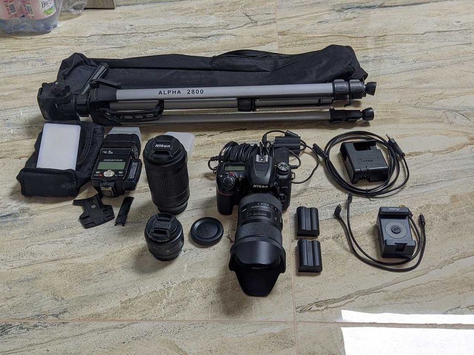 Kit Complet Foto-Video: Nikon D7500 + 3 obiective + accesorii Studio