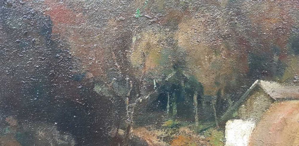 Tablou vechi - peisaj transilvanean - semnat Udvary Pál