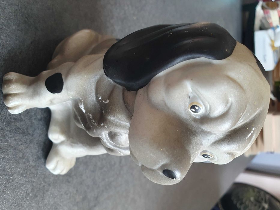 Doi caini catei din ceramica, 13 cm inaltime