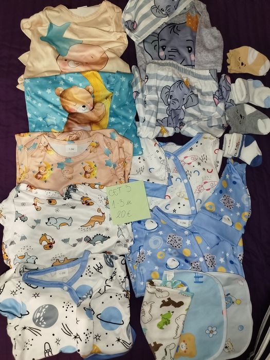 7 нови ромпъра и комплектче 1-3 месеца