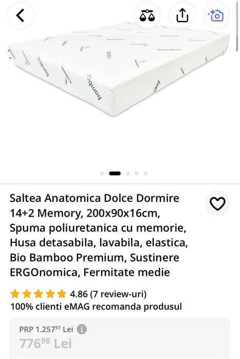 Cadru pat Slakt Ikea 90x200 cm cu depozitare+somiera+saltea+topper