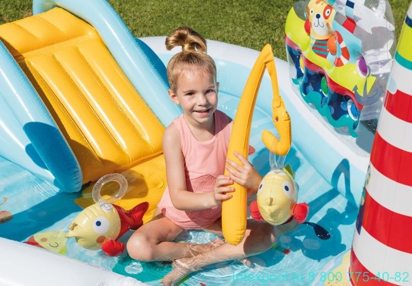 Надувной бассейн "Веселая рыбалка"(218х188х99). БЕСПЛАТНО Доставка