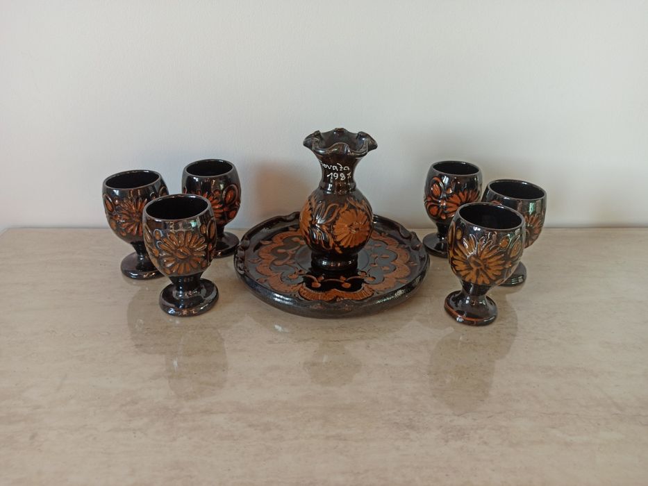 Set decoratiune pahare din lut 1987