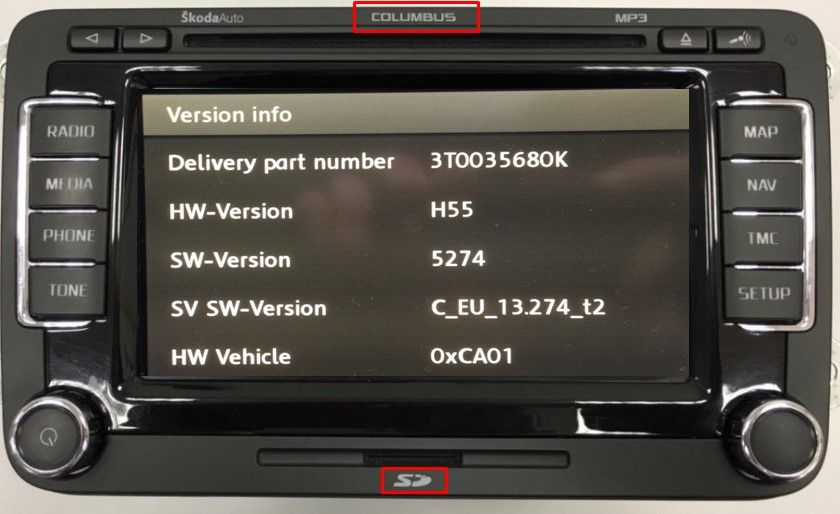 2020 Карти навигация Шкода Skoda RNS Columbus и ъпдейт на фърмуера