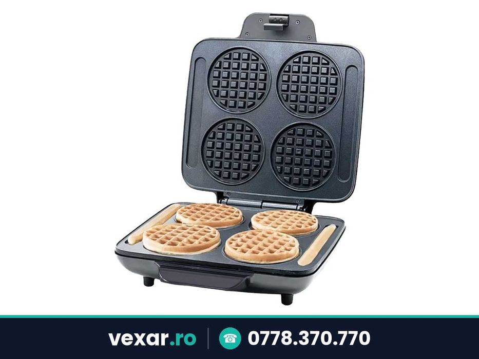 Aparat de facut vafe si gofre, 4 bucati, 1200W, placi antiaderente