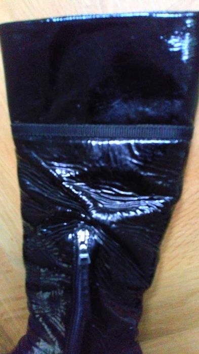 Ботуши Prada, размер 38.5, черни, 100% естествена кожа лак