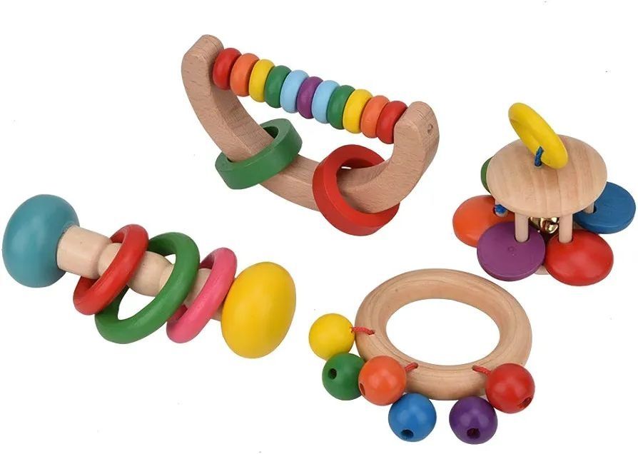 Дървени играчки Монтесори музикални инструменти дрънкалки за бебе
