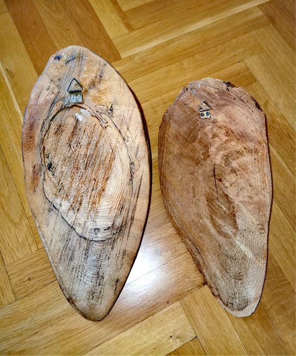 Дървени фигури две глави от дърво масив ръчно изработени резбовани