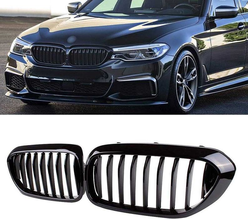Grile Nari Simple Sport BMW Seria 5 G30 G31 Non-facelift, Negru Lucios
