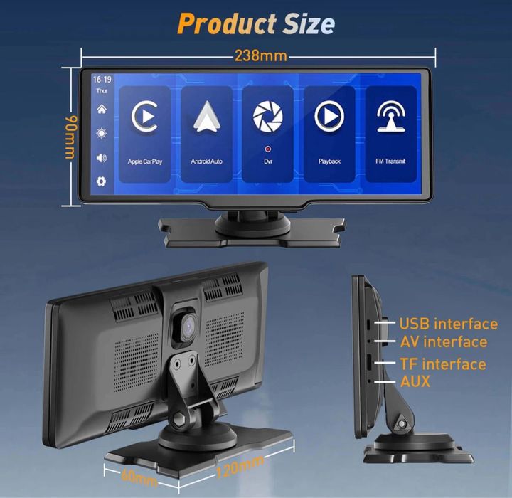 XGODY H26 10.26 инча автомобилен дисплей CarPlay Android Auto 1080P