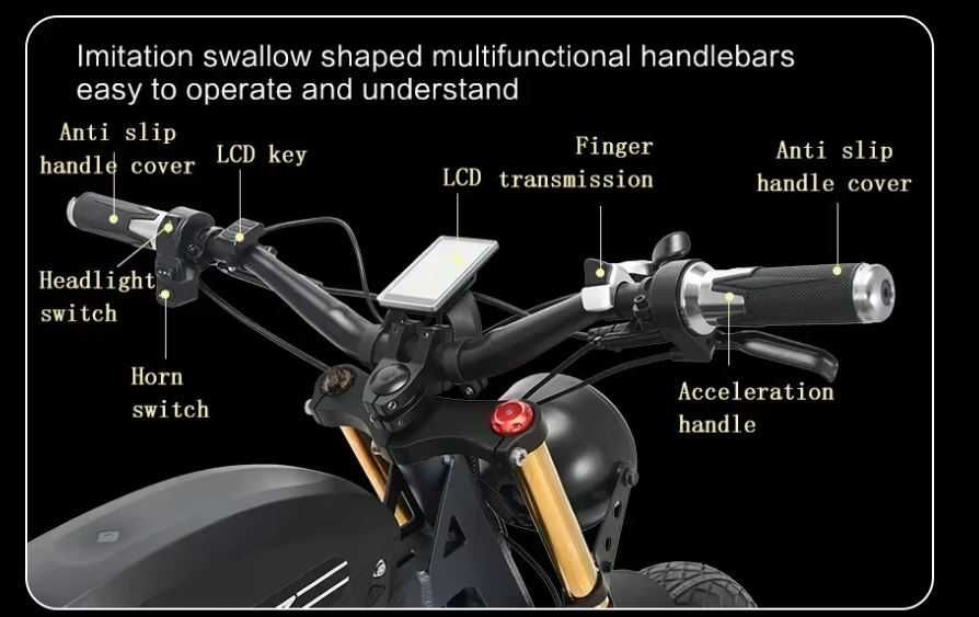 Electric Bike 1500W Rear Motor  20" Fat Tire Lithium Battery 48V 41AH