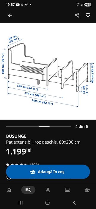 Vand pat fete IKEA culoare roz