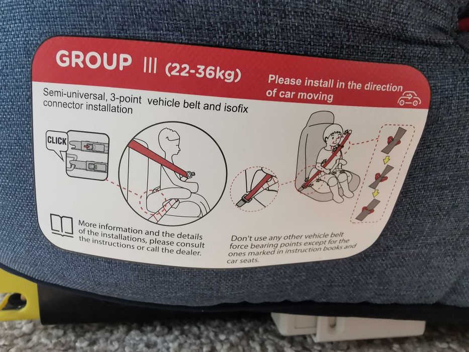 Scaun auto 22-36kg, 6-12 ani, ISOFIX