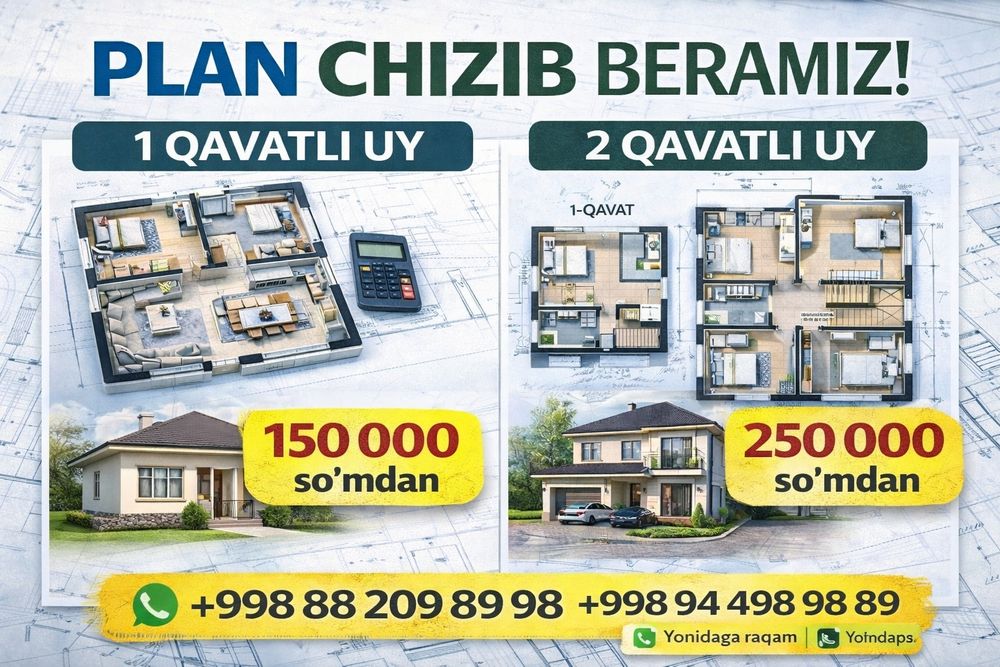 Уй, магазин ошхона, офис планлари-uy planlari chizib beraman | Loyiha